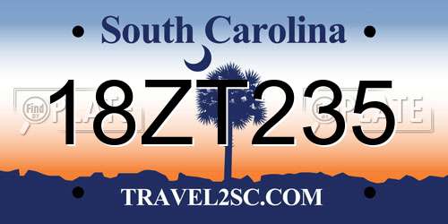 18ZT235 South Carolina License Plate