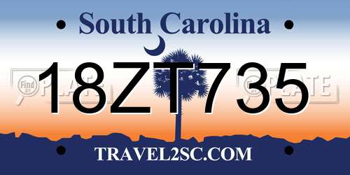 18ZT735 South Carolina License Plate