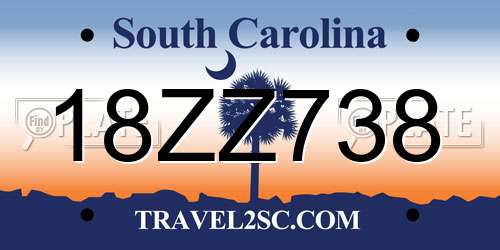 18ZZ738 South Carolina License Plate