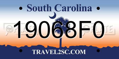 19068F0 South Carolina License Plate