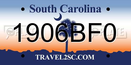 1906BF0 South Carolina License Plate