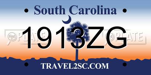1913ZG South Carolina License Plate