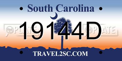 19144D South Carolina License Plate