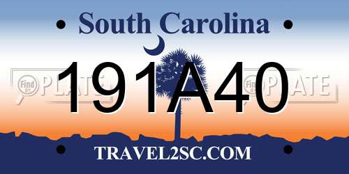 191A40 South Carolina License Plate