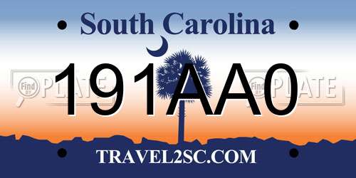 191AA0 South Carolina License Plate