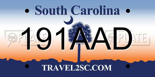 191AAD South Carolina License Plate
