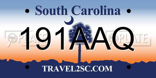 191AAQ South Carolina License Plate