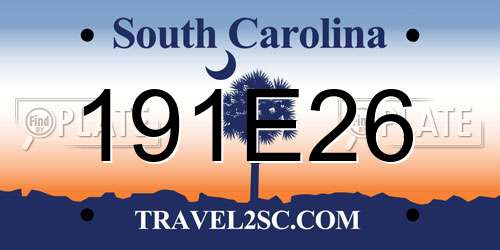191E26 South Carolina License Plate