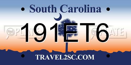 191ET6 South Carolina License Plate