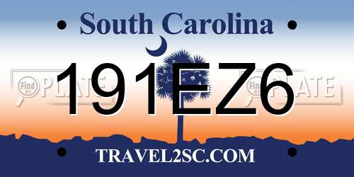 191EZ6 South Carolina License Plate