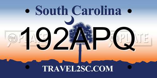192APQ South Carolina License Plate