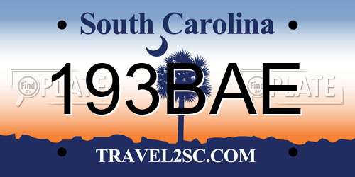 193BAE South Carolina License Plate