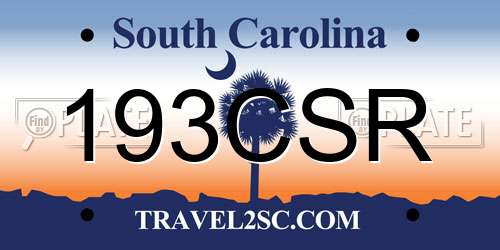 193CSR South Carolina License Plate