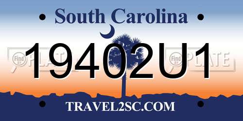 19402U1 South Carolina License Plate