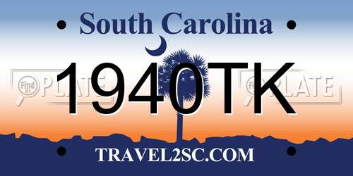 1940TK South Carolina License Plate