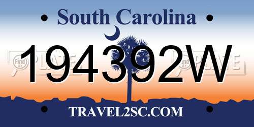 194392W South Carolina License Plate