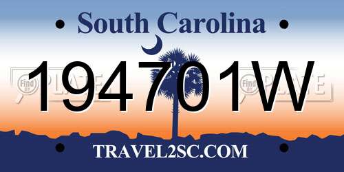194701W South Carolina License Plate
