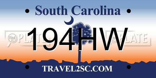 194HW South Carolina License Plate