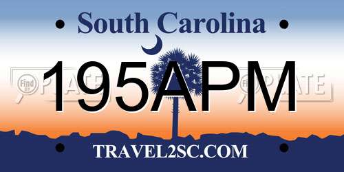 195APM South Carolina License Plate