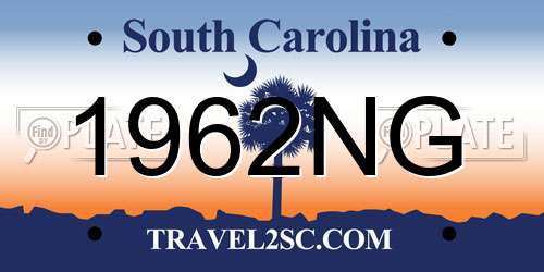 1962NG South Carolina License Plate