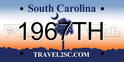 1967TH South Carolina License Plate