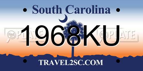 1968KU South Carolina License Plate