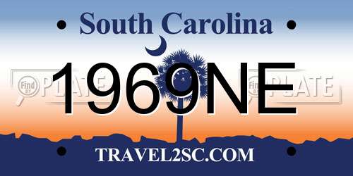 1969NE South Carolina License Plate