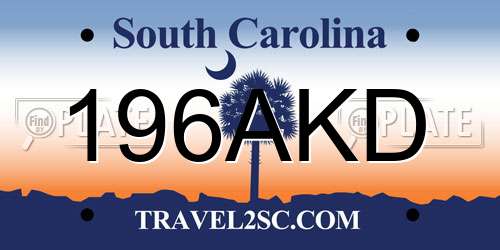 196AKD South Carolina License Plate