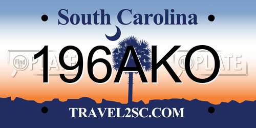 196AKO South Carolina License Plate