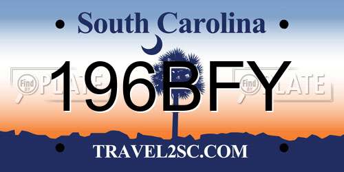 196BFY South Carolina License Plate
