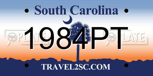 1984PT South Carolina License Plate