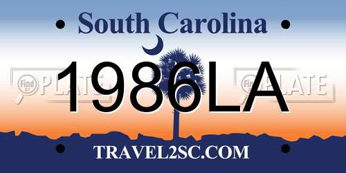 1986LA South Carolina License Plate