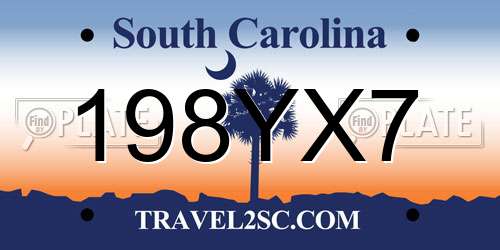 198YX7 South Carolina License Plate