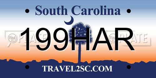 199HAR South Carolina License Plate