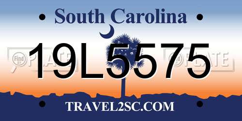 19L5575 South Carolina License Plate