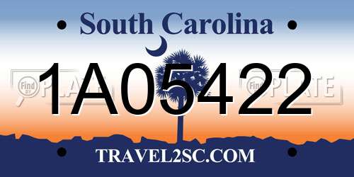 1A05422 South Carolina License Plate