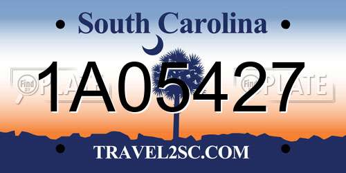 1A05427 South Carolina License Plate