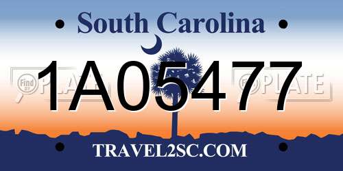 1A05477 South Carolina License Plate