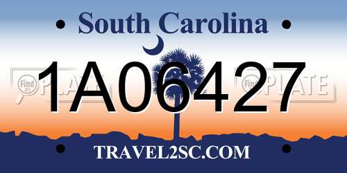 1A06427 South Carolina License Plate