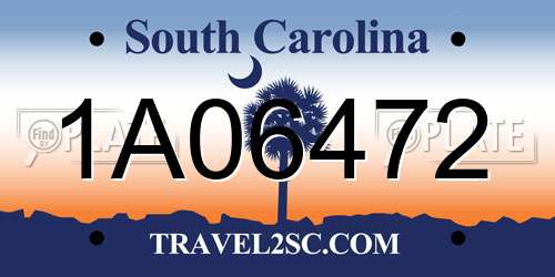 1A06472 South Carolina License Plate