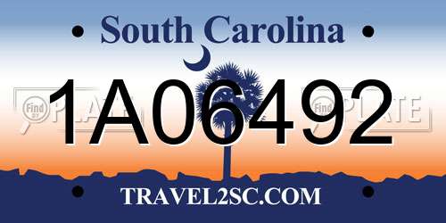 1A06492 South Carolina License Plate