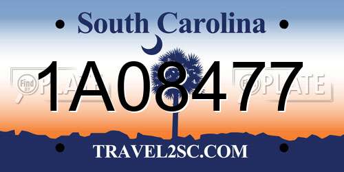 1A08477 South Carolina License Plate
