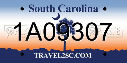 1A09307 South Carolina License Plate