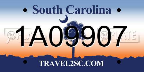 1A09907 South Carolina License Plate
