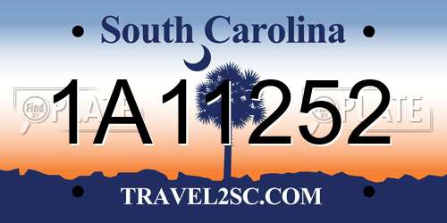1A11252 South Carolina License Plate