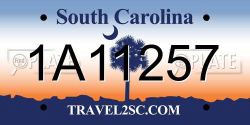 1A11257 South Carolina License Plate
