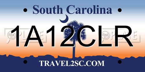 1A12CLR South Carolina License Plate