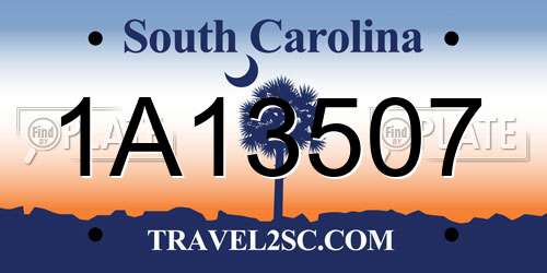 1A13507 South Carolina License Plate