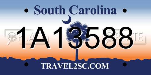 1A13588 South Carolina License Plate