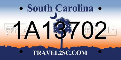 1A13702 South Carolina License Plate